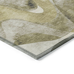 Area Rug, 9 Ft by 12 Ft, Olive with Abstract Pattern