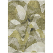 Area Rug, 9 Ft by 12 Ft, Olive with Abstract Pattern