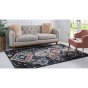 Area Rug, 9 ft x 12 ft 2 in, Blue with High-Low Pile