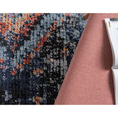 Area Rug, 9 ft x 12 ft 2 in, Blue with High-Low Pile