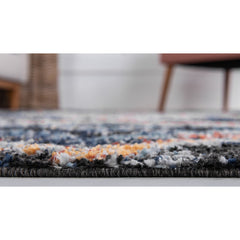 Area Rug, 9 ft x 12 ft 2 in, Blue with High-Low Pile