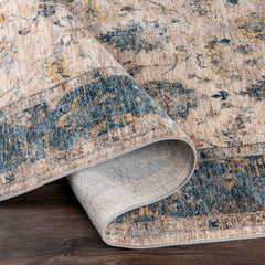 Area Rug, 9 ft x 12 ft 2 in, Teal Polyester