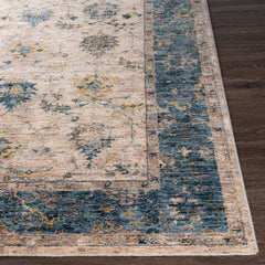 Area Rug, 9 ft x 12 ft 2 in, Teal Polyester