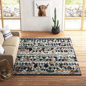 Area Rug, 9 ft x 12 ft 2 in with Multicolor Lattice Pattern
