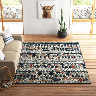Area Rug, 9 ft x 12 ft 2 in with Multicolor Lattice Pattern