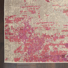 Area Rug, 9 ft x 12 ft, Abstract Pattern in Ivory/Pink