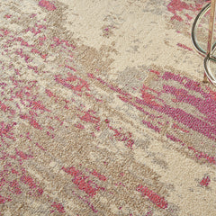 Area Rug, 9 ft x 12 ft, Abstract Pattern in Ivory/Pink