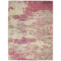 Area Rug, 9 ft x 12 ft, Abstract Pattern in Ivory/Pink