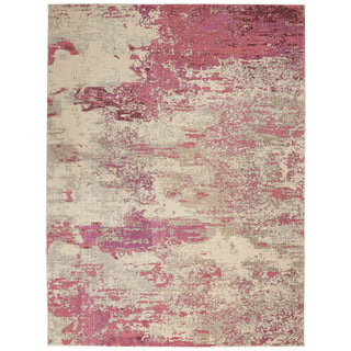 Area Rug, 9 ft x 12 ft, Abstract Pattern in Ivory/Pink