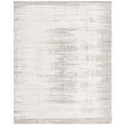 Area Rug, 9 ft x 12 ft, Beige and Gray Wool and Silk with Abstract Pattern