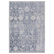 Area Rug, 9 ft x 12 ft, Blue Polyester with Fringed Tassels