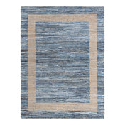 Area Rug, 9 ft x 12 ft, Blue with Cotton and Jute