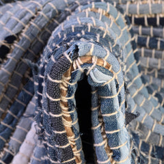 Area Rug, 9 ft x 12 ft, Blue with Cotton and Jute