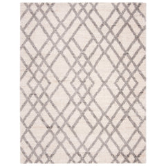 Area Rug, 9 ft x 12 ft, Gray and Cream with Geometric Pattern