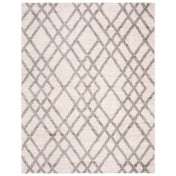 Area Rug, 9 ft x 12 ft, Gray and Cream with Geometric Pattern