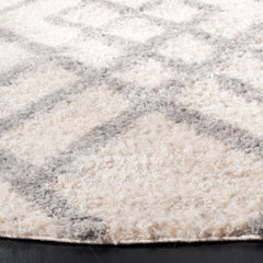 Area Rug, 9 ft x 12 ft, Gray and Cream with Geometric Pattern