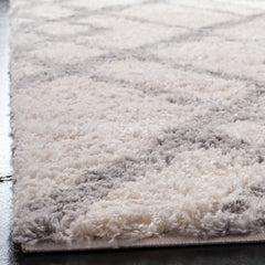 Area Rug, 9 ft x 12 ft, Gray and Cream with Geometric Pattern