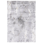 Area Rug, 9 Ft x 12 Ft, Gray and Gold with Geometric Pattern