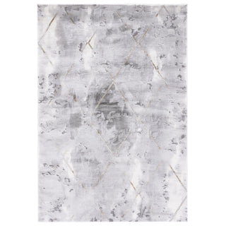Area Rug, 9 Ft x 12 Ft, Gray and Gold with Geometric Pattern