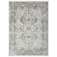 Area Rug, 9 Ft x 12 Ft, Gray with Oriental Pattern
