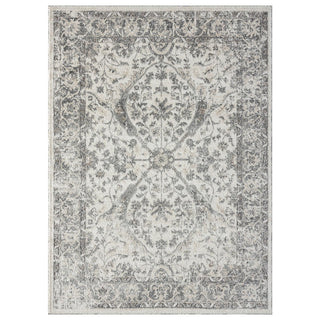 Area Rug, 9 Ft x 12 Ft, Gray with Oriental Pattern