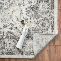 Area Rug, 9 Ft x 12 Ft, Gray with Oriental Pattern