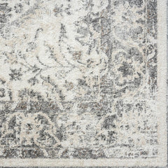 Area Rug, 9 Ft x 12 Ft, Gray with Oriental Pattern