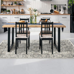 Area Rug, 9 Ft x 12 Ft, Gray with Oriental Pattern