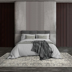 Area Rug, 9 Ft x 12 Ft, Gray with Oriental Pattern