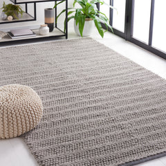 Area Rug, 9 ft x 12 ft, Gray Wool and Cotton
