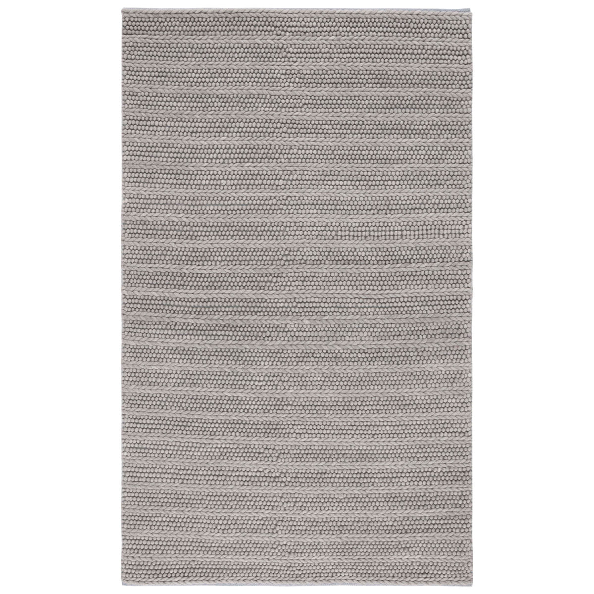 Area Rug, 9 ft x 12 ft, Gray Wool and Cotton