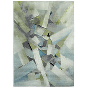 Area Rug, 9 ft x 12 ft, Green/Gray Abstract with Latex Backing