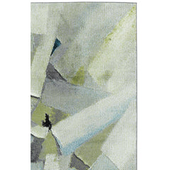 Area Rug, 9 ft x 12 ft, Green/Gray Abstract with Latex Backing