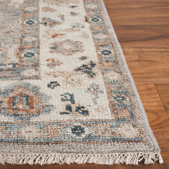 Area Rug, 9 ft x 12 ft, Hand Woven in Light Gray and Beige