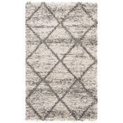 Area Rug, 9 ft x 12 ft in Beige and Gray with Geometric Pattern