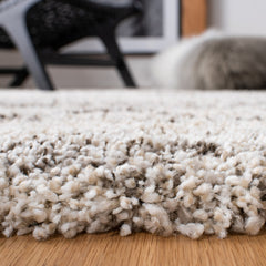 Area Rug, 9 ft x 12 ft in Beige and Gray with Geometric Pattern