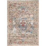 Area Rug, 9 ft x 12 ft in Beige Medallion Pattern