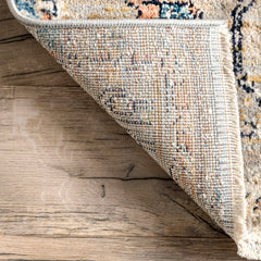 Area Rug, 9 ft x 12 ft in Beige Medallion Pattern