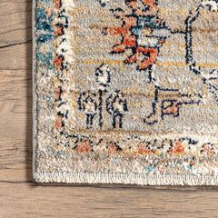 Area Rug, 9 ft x 12 ft in Beige Medallion Pattern