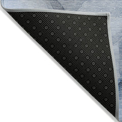 Area Rug, 9 ft x 12 ft in Blue Abstract Pattern