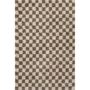 Area Rug, 9 Ft x 12 Ft in Brown and White Checkered