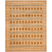 Area Rug, 9 ft x 12 ft in Gold and Light Blue Wool