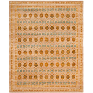 Area Rug, 9 ft x 12 ft in Gold and Light Blue Wool