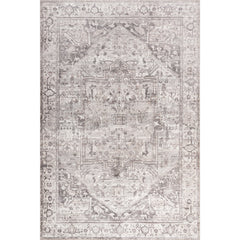 Area Rug, 9 Ft x 12 Ft in Gray Machine Washable Polyester