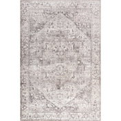 Area Rug, 9 Ft x 12 Ft in Gray Machine Washable Polyester