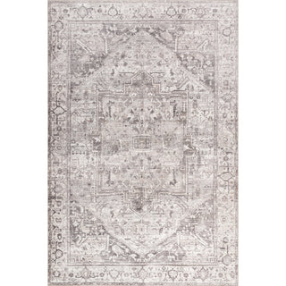 Area Rug, 9 Ft x 12 Ft in Gray Machine Washable Polyester