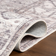 Area Rug, 9 Ft x 12 Ft in Gray Machine Washable Polyester