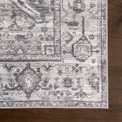 Area Rug, 9 Ft x 12 Ft in Gray Machine Washable Polyester