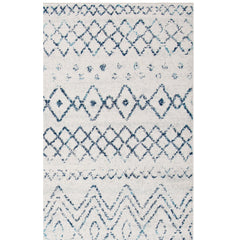 Area Rug, 9 ft x 12 ft in Ivory and Navy Geometric Pattern