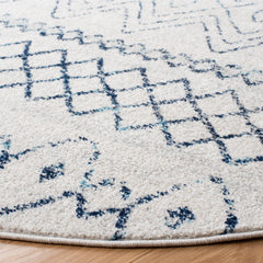 Area Rug, 9 ft x 12 ft in Ivory and Navy Geometric Pattern